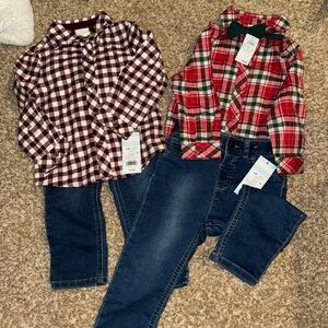 NWT Target Cat & Jack Boys plaid jeans outfits size 24M
